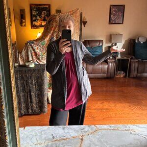 Gray Cotton Blend Express Lightweight Cardigan